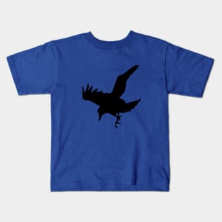 Minimalist Raven or Crow In Flight Silhouette Kids T-Shirt